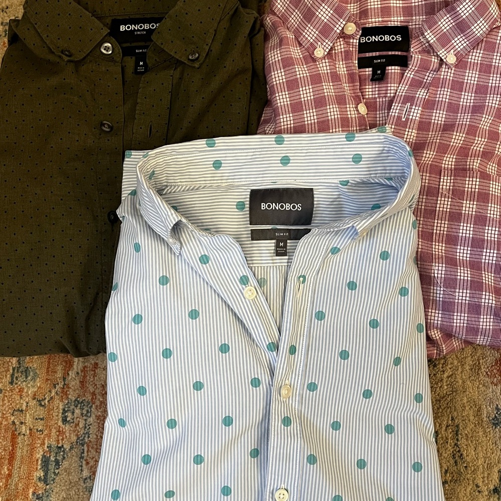 Bonobos Men's Green, Pink, and Blue Shirt Trio